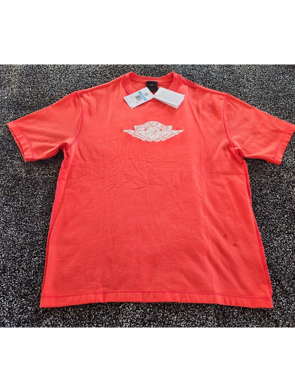 NEW Nike Air Jordan Rare Air Distressed S/s Shirt Mens Medium Sail Chile Cotton